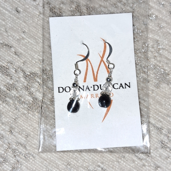 BLACK OBSIDIAN STONE EARRINGS AND PENDANT - Picture 3 of 4